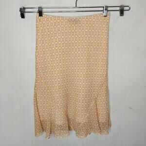 Express Silk Chiffon Floral Skirt Pull On Flounce Flowy Peach